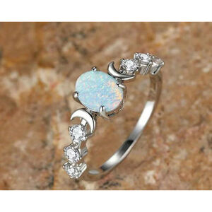 Silver Opulent Moonstone Opal Ring